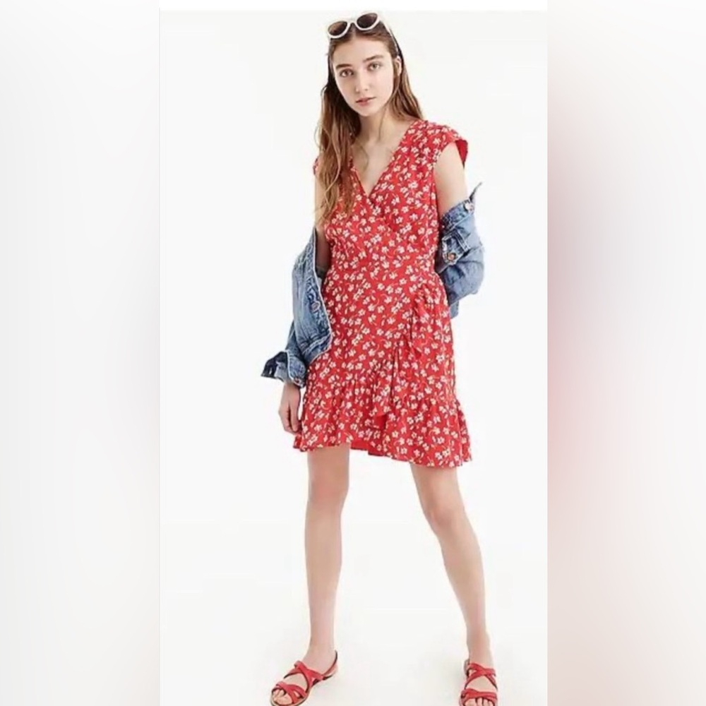 J. Crew Mercantile Faux Wrap Floral Print Dress Size 10